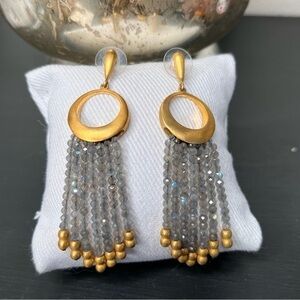 Dean Davidson Gold and Laborite Drop Earrings NWOT